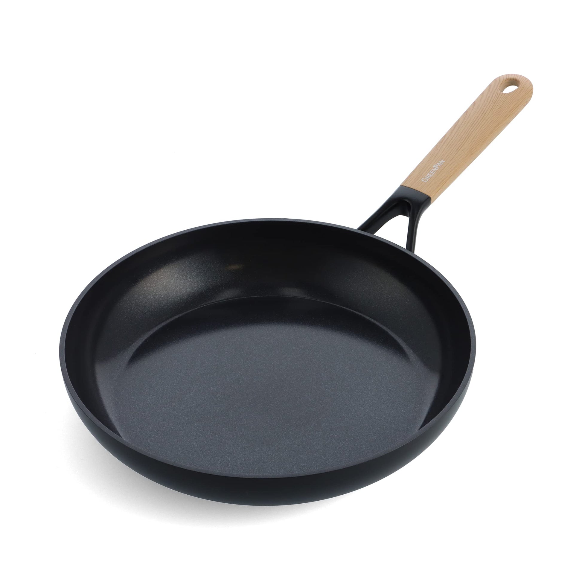 GreenPan Eco-Smartshape 28 cm ceramic non-stick pan - PFAS-free, induction compatible, dishwasher safe, light wood handle.