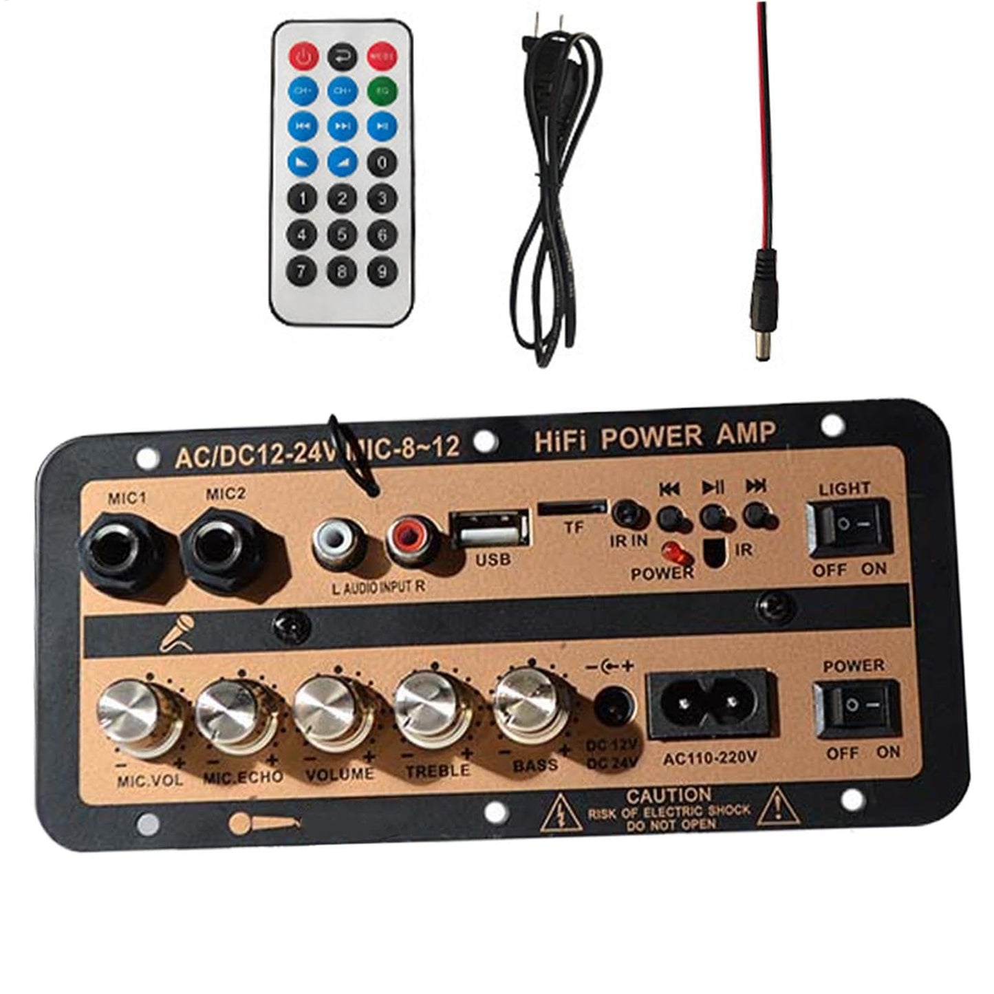 Auto pastiprinātāja plate Lunaobrik, stereo AMP modulis 12 V un 24 V ar digitālo displeju, bezvadu skaļruņu plate ar tālvadības pulti