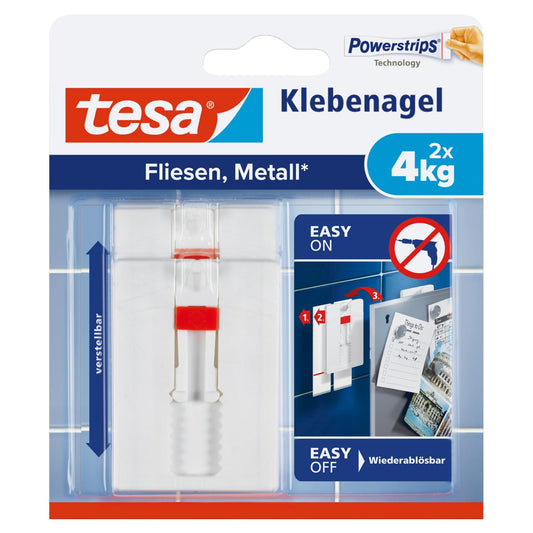 Līmes nagla tesa flīzēm un metālam, 4 kg - 2 naglas incl. tesa Powerstrips
