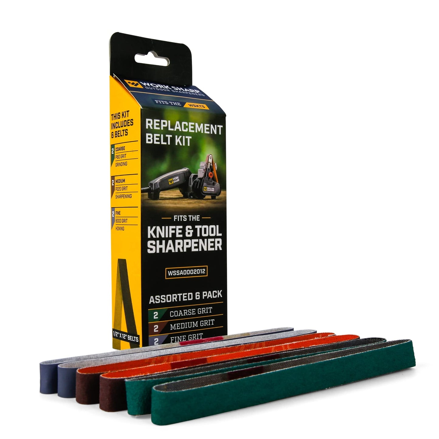 WORK SHARP® WSKTS jostas komplekts 80/220 / 6000 - Premium rezerves slīpēšanas lentes komplekts nažu un rīku asināšanai - auduma slīpēšanas lente/asina lente rūpnieciskā kvalitātē