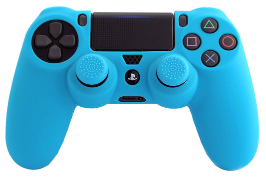 PS4 silikona apvalks + rokturi (zils)