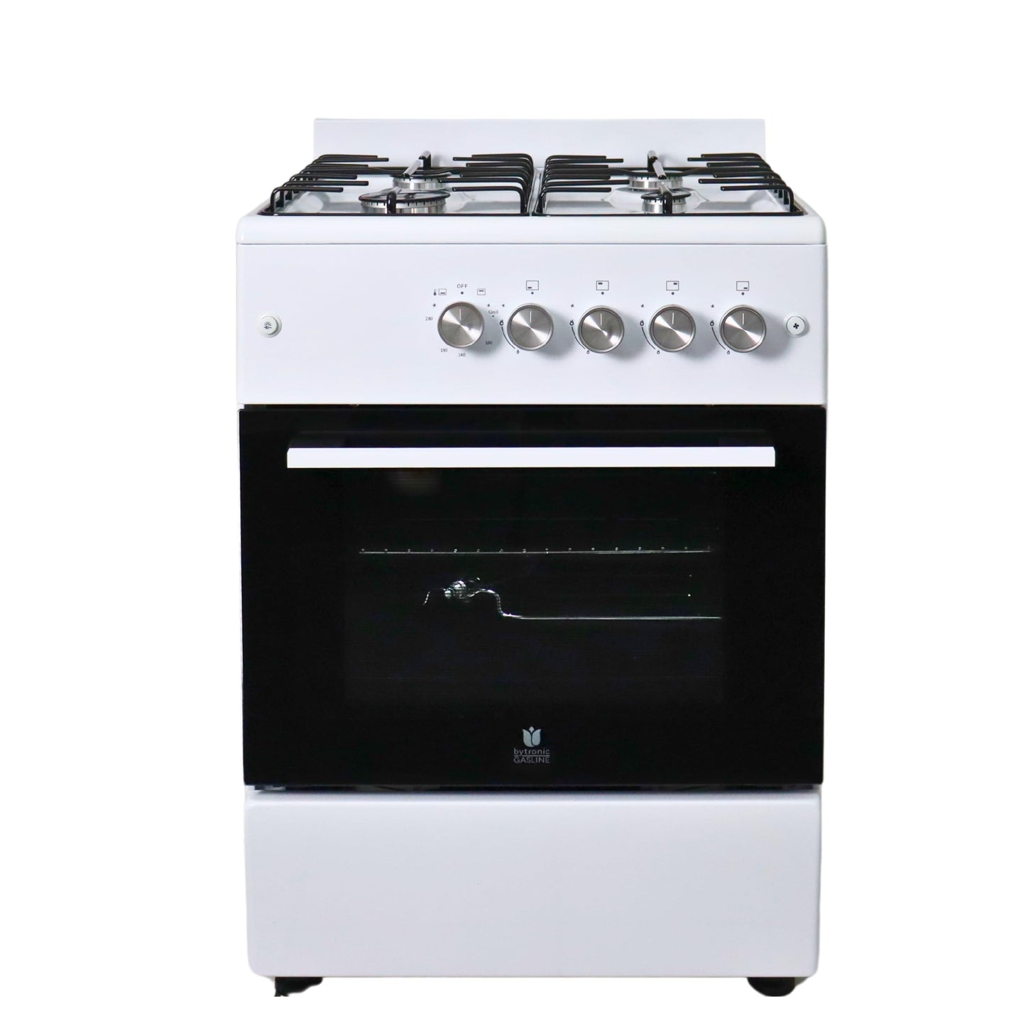 Gāzes plīts ar cepeškrāsni Gasline SHGG6060FG, 4 degļi, 60cm, balta, ar termostatu, grilu un konvekciju, dabasgāze/propāns