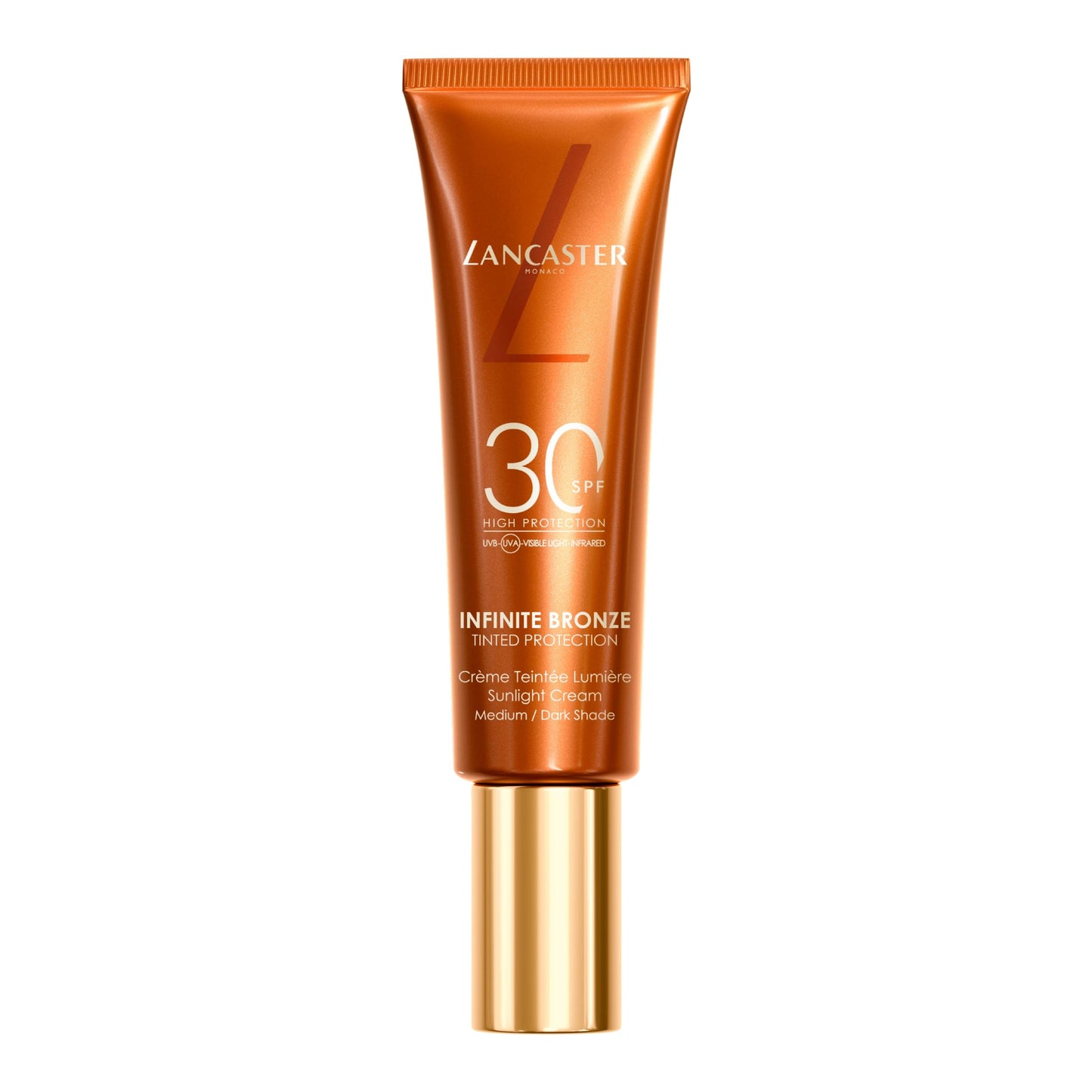 Tonējošs saules aizsargkrēms Lancaster Infinite Bronze Tinted Protection Sunlight Cream LSF30 Medium/Dark Shade, 50 ml
