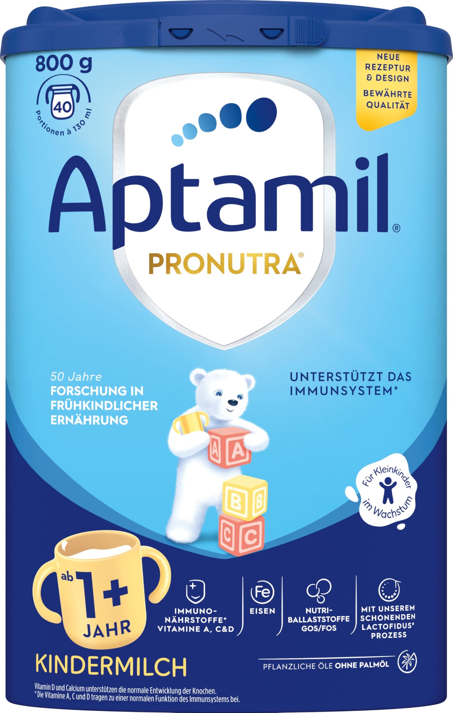 Aptamil bērnu piens 1 Plus, 800 g, bērnu piens no 1 gada vecuma, bez palmu eļļas
