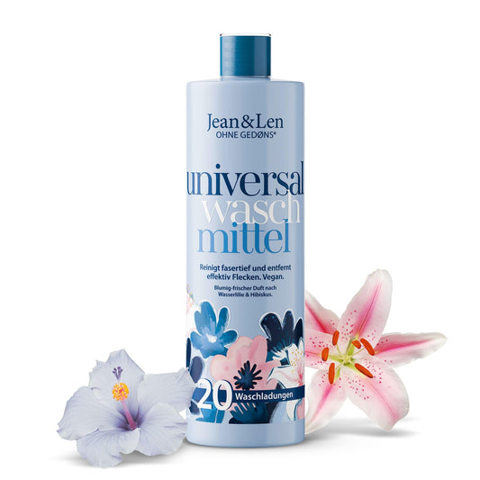 Universālais šķidrais veļas mazgāšanas līdzeklis Jean & Len Ūdens lilija un hibisks, vegāns, 1 L