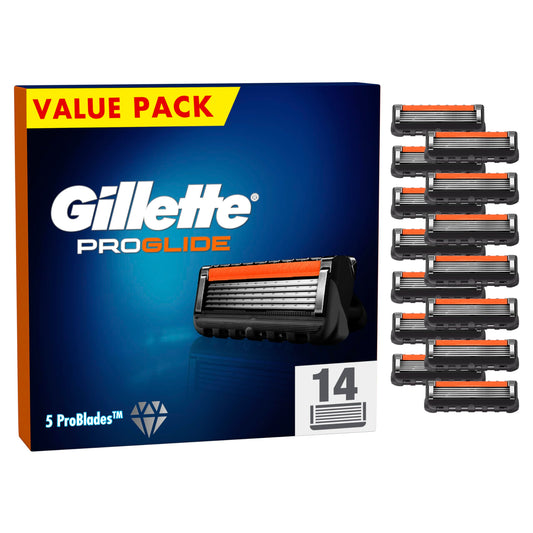 Gillette ProGlide skuvekļu asmeņi skuvekļiem, 14 rezerves asmeņi mitrās skūšanās vīriešiem ar 5 asmeņiem