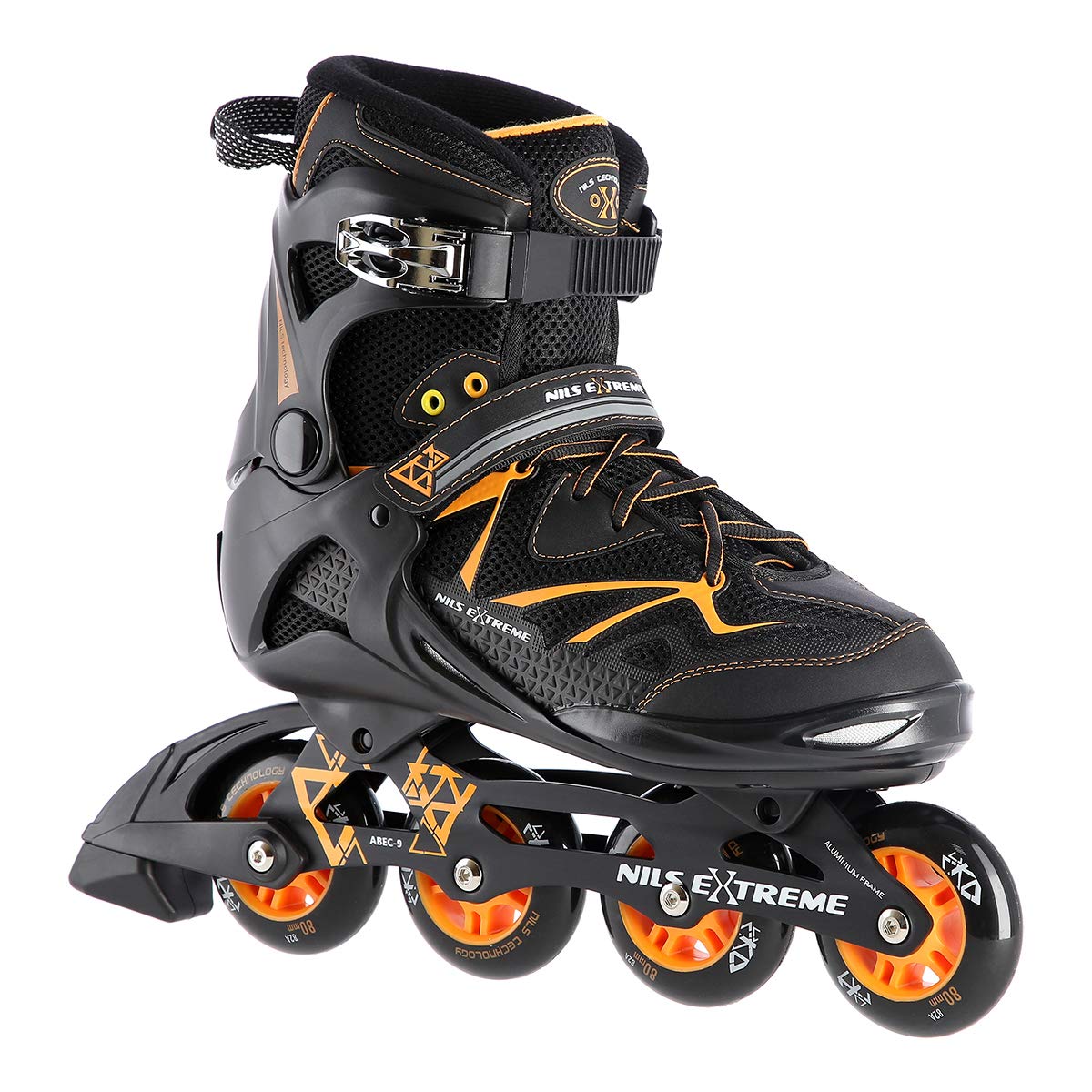 Skrituļslidas Nils Extreme NA9022 vīriešiem un sievietēm, ABEC9, 82A, 40. izmērs, melnas un oranžas