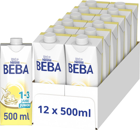 Bērnu piena dzēriens BEBA Junior 1-3 gadi, gatavs lietošanai, 12 x 500ml