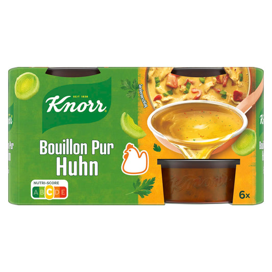 Buljona kubi Knorr Bouillon Pur Huhn vistas buljons ar pilnvērtīgu garšu, 6 x 28 g