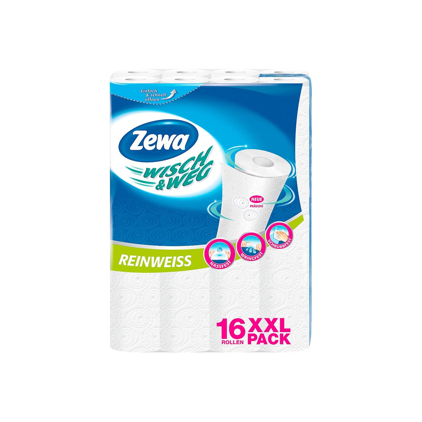Papīra dvieļi Zewa Wisch und Weg Küchenrollen Reinweiss, 1 x 16 ruļļi (16 x 45 loksnes)