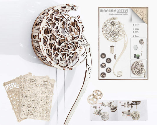 WOODEN.CITY Pendulum Clock - 3D puzzle assembly set, functional design, no glue required, perfect for DIY enthusiasts.