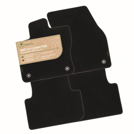 MAT10 Zaļā izdevuma – Auto paklāji, kas piemēroti VW Tiguan 2 (no 04/2016, tips AD1) | ilgtspējīgs samts | Automātu komplekts, 4 daļas | Ražots Vācijā, oriģinālo ražotāju kvalitāte