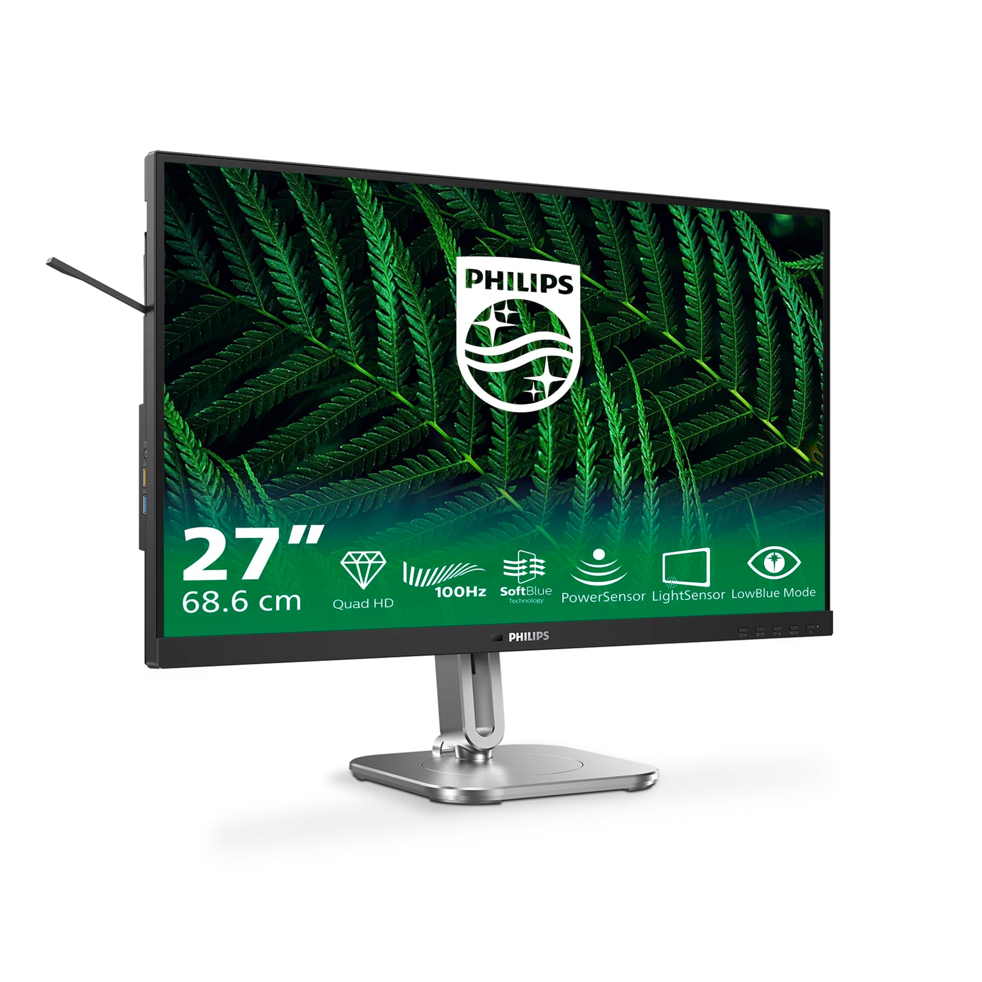 Philips 27B2G5500-27 - Full HD monitor, height adjustable, built-in speakers, Adaptive Sync, 2560x1440, 75 Hz, USB hub.