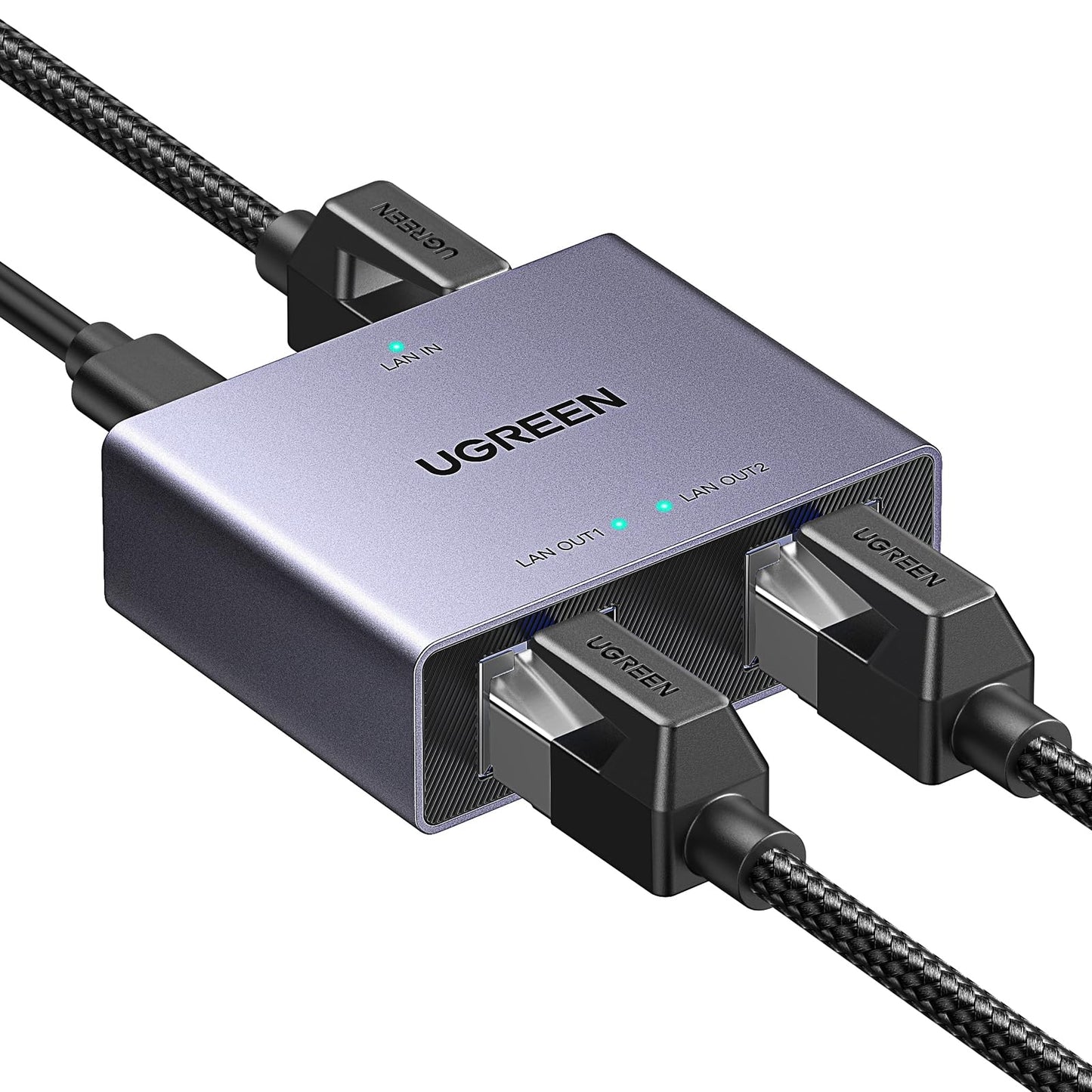 LAN sadalītājs 1 uz 2 UGREEN, Gigabit Ethernet sadalītājs, 1000Mbps tīkla adapteris