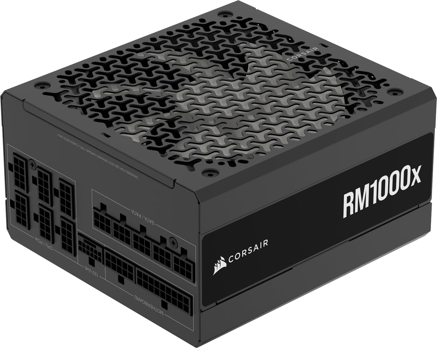Corsair RM1000x - Fully modular, quiet ATX power supply, ATX 3.1 compatible, PCIe 5.1 support, Cybenetics Gold efficiency, black.