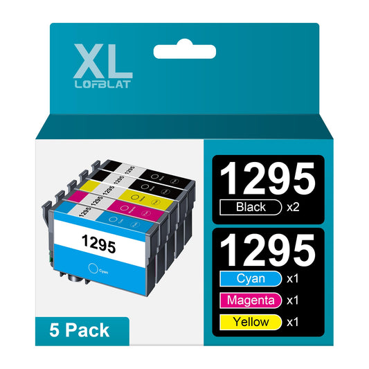 LOFBLAT T1295 printer cartridge replacement - Compatible with Epson T1291-T1294, 5-pack for Workforce and Stylus models