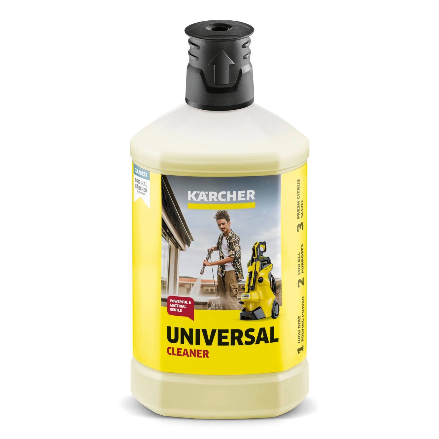 Universāls tīrīšanas līdzeklis Kärcher RM 626 augstspiediena mazgātājiem, aktīvs netīrumu šķīdinātājs, Plug 'n' Clean, gatavs lietošanai, 1 Liter