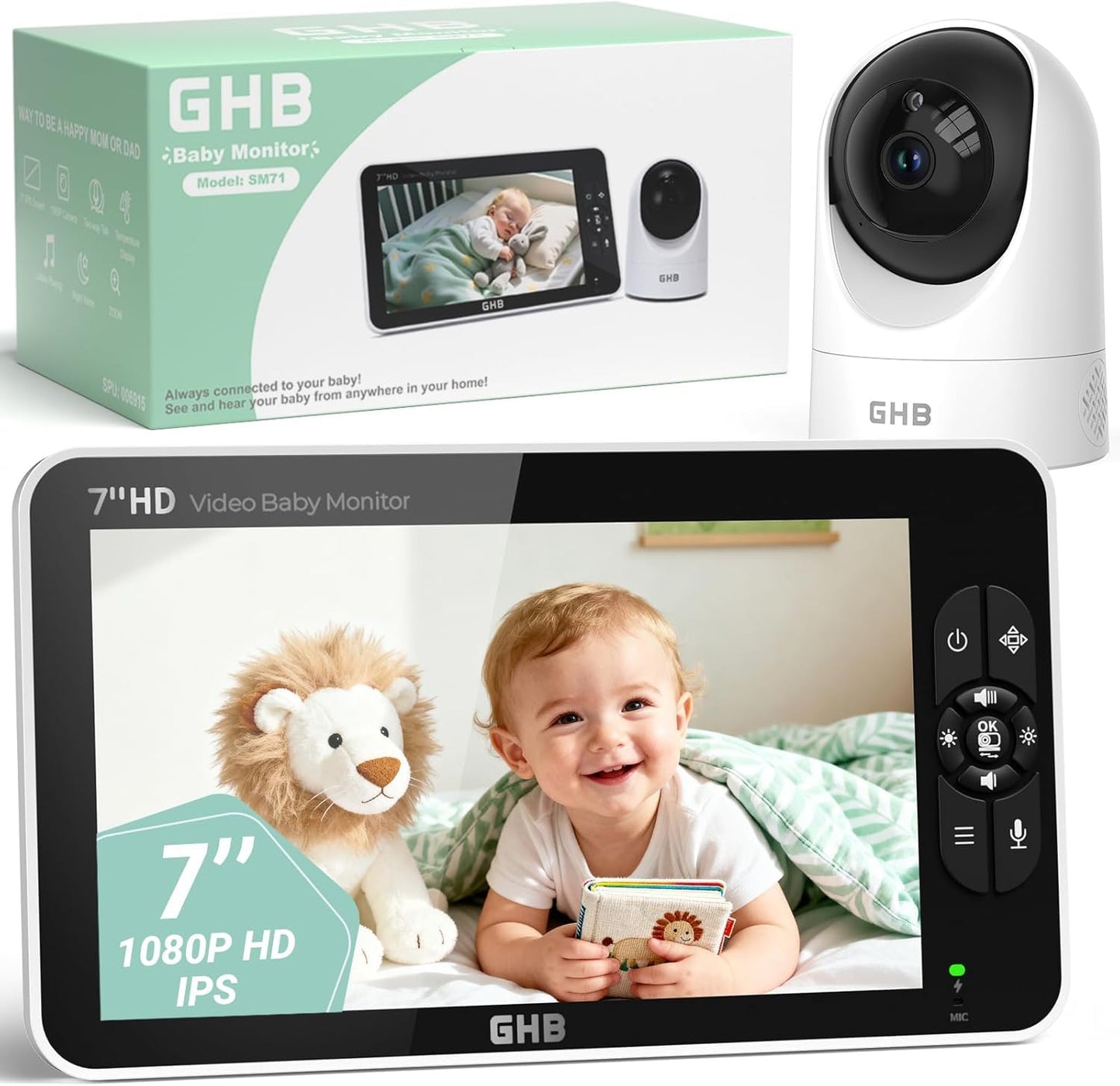 Baby monitors ar kameru GHB 7 collu bērnu monitors bez Wi-Fi