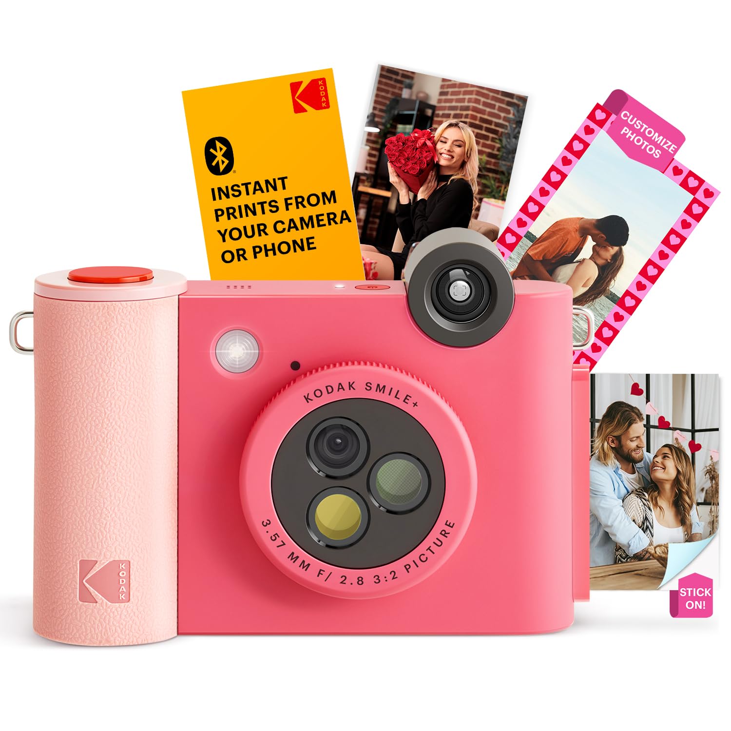 KODAK Smile+ 2-in-1 kamera un Bluetooth fotoprinteris - 10MP, rotējošs objektīvs, Zink 2x3” līmējamās fotogrāfijas, Fuksija