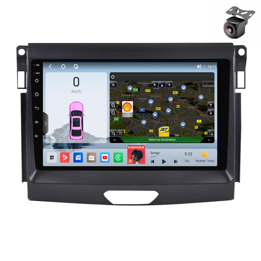 Android 14 autoradio Ford Ranger 2015-2020 GPS navigācija 9 collu kapacitatīvs skārienekrāns ar radio, SWC, FM RDS, 4G WiFi, CarPlay, Android Auto, M300S 8core 4+32G