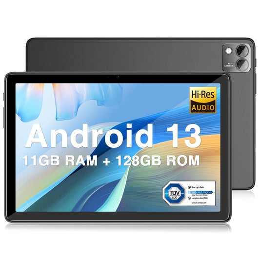 9. DOOGEE T10S planšetdators Android 13, 11 GB + 128 GB (TF 1TB) 10,1 collas, 6600 mAh planšetdators, skārienekrāns, 8,4 mm ultra plāns Unisoc T606, 8 MP + 5 MP Widevine L1 planšetdators, divi 4G LTE/5G WiFi - Melns