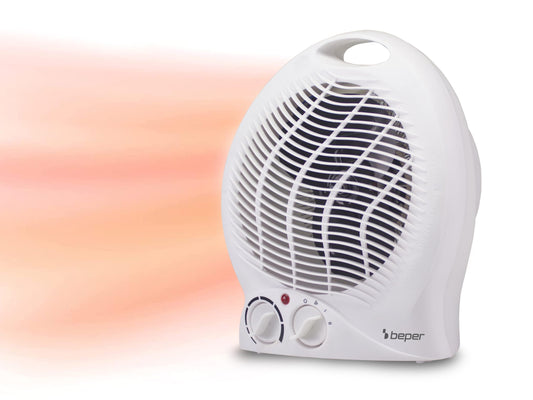 Sildītājs BEPER P203TER203 kompakts elektriskais ventilatora sildītājs, 2 jaudas režīmi, 2000 W, termostats, ventilatora funkcija, integrēts rokturis un aizsardzība pret pārkaršanu