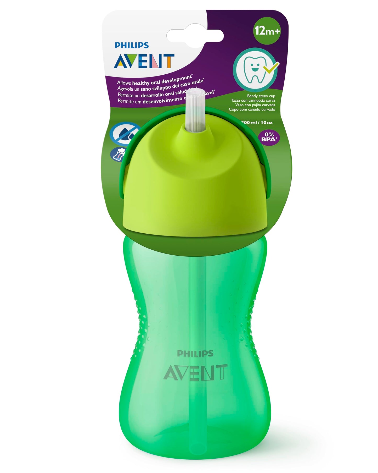 Pudelītis ar salmiņu Philips AVENT SCF798/01, silikons, zaļš