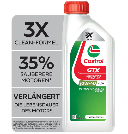 Castrol GTX 10W-40 A3/B4 motoru eļļa, 1L