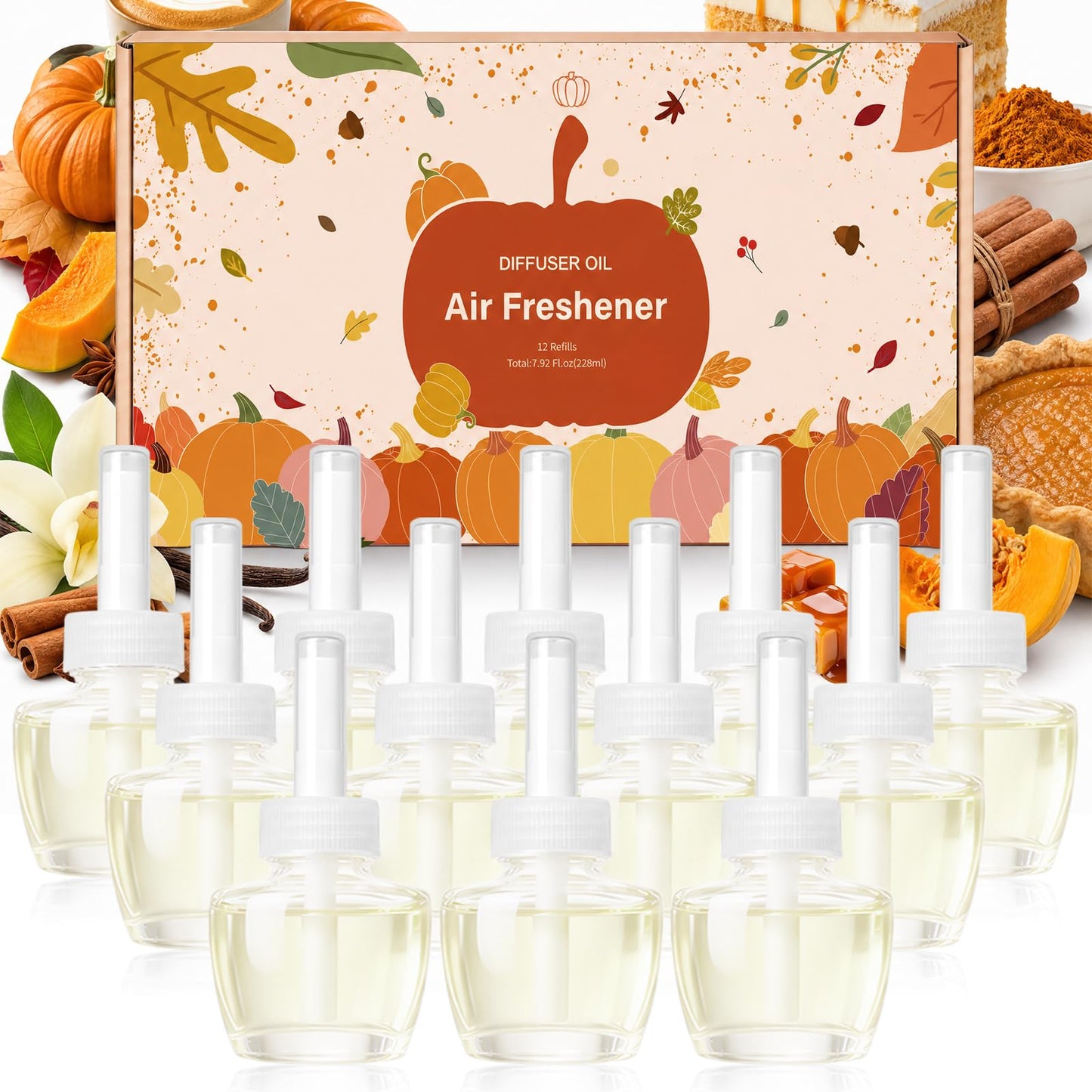Elektriskā aromāta difuzora uzpildes flakoni LASENTEUR Ķirbis 12 x 19 ml Air Wick un Glade ierīcēm