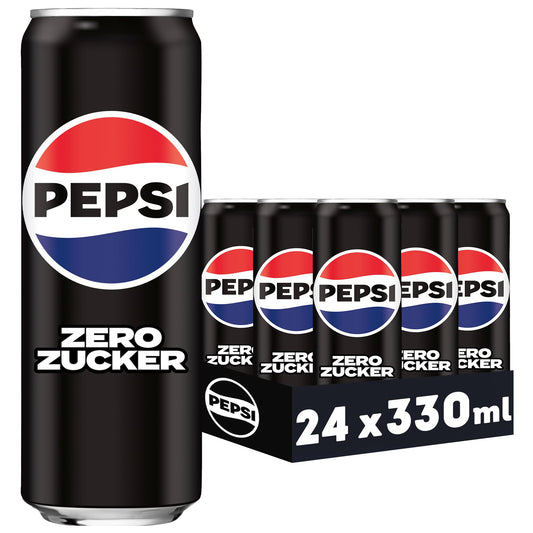 Pepsi Zero Zucker, bezcukura gāzētais dzēriens ar kofeīnu, 24 x 0,33 l skārdenes