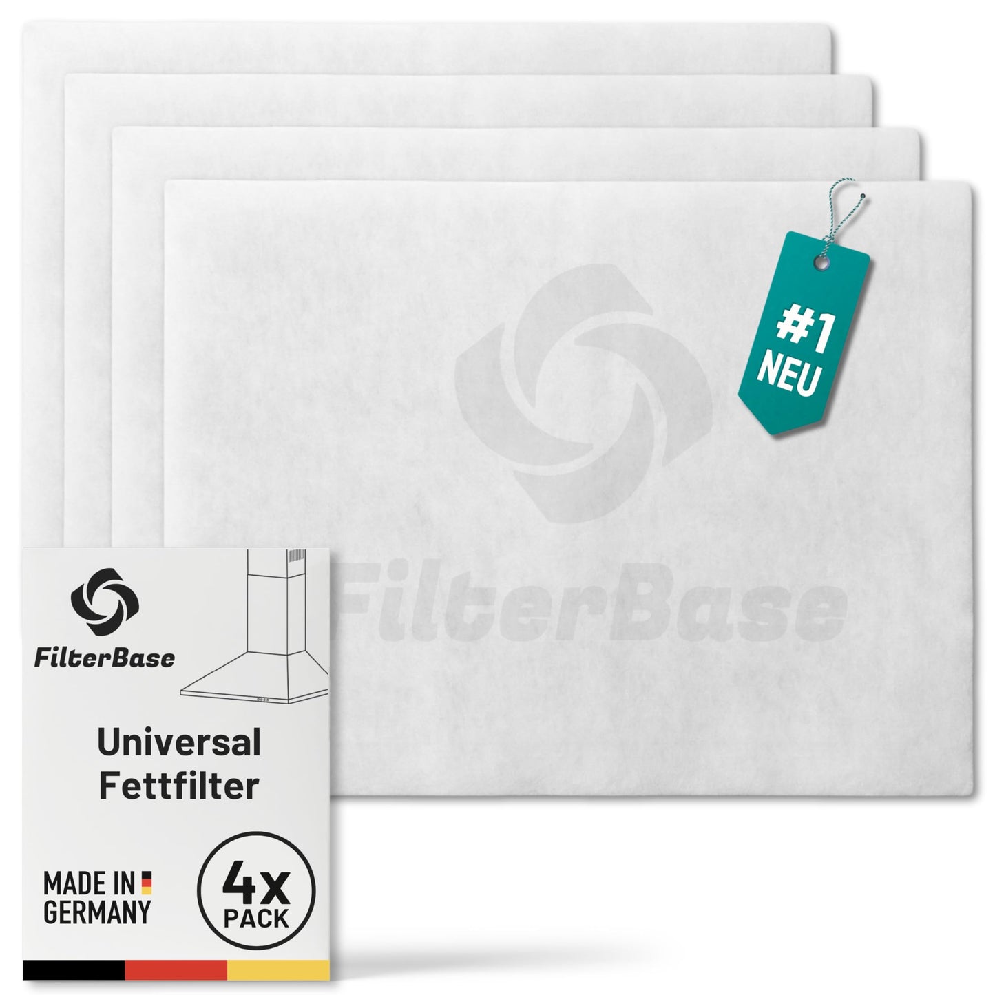 Tauku filtrs tvaika nosūcējam FilterBase® universāls, 4 gab., 52x40 cm, sagriežams pēc izmēra, ražots Vācijā