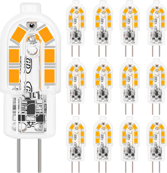 G4 LED lampas, Jewan, 12 gab., 2W G4 LED spuldze, silti balta 3000K, 20W halogēna lampu aizstājējs, 200LM LED leuchtmittel, 360° apgaismojuma leņķis, nedimmerējama, bez mirgošanas, 12V AC/DC
