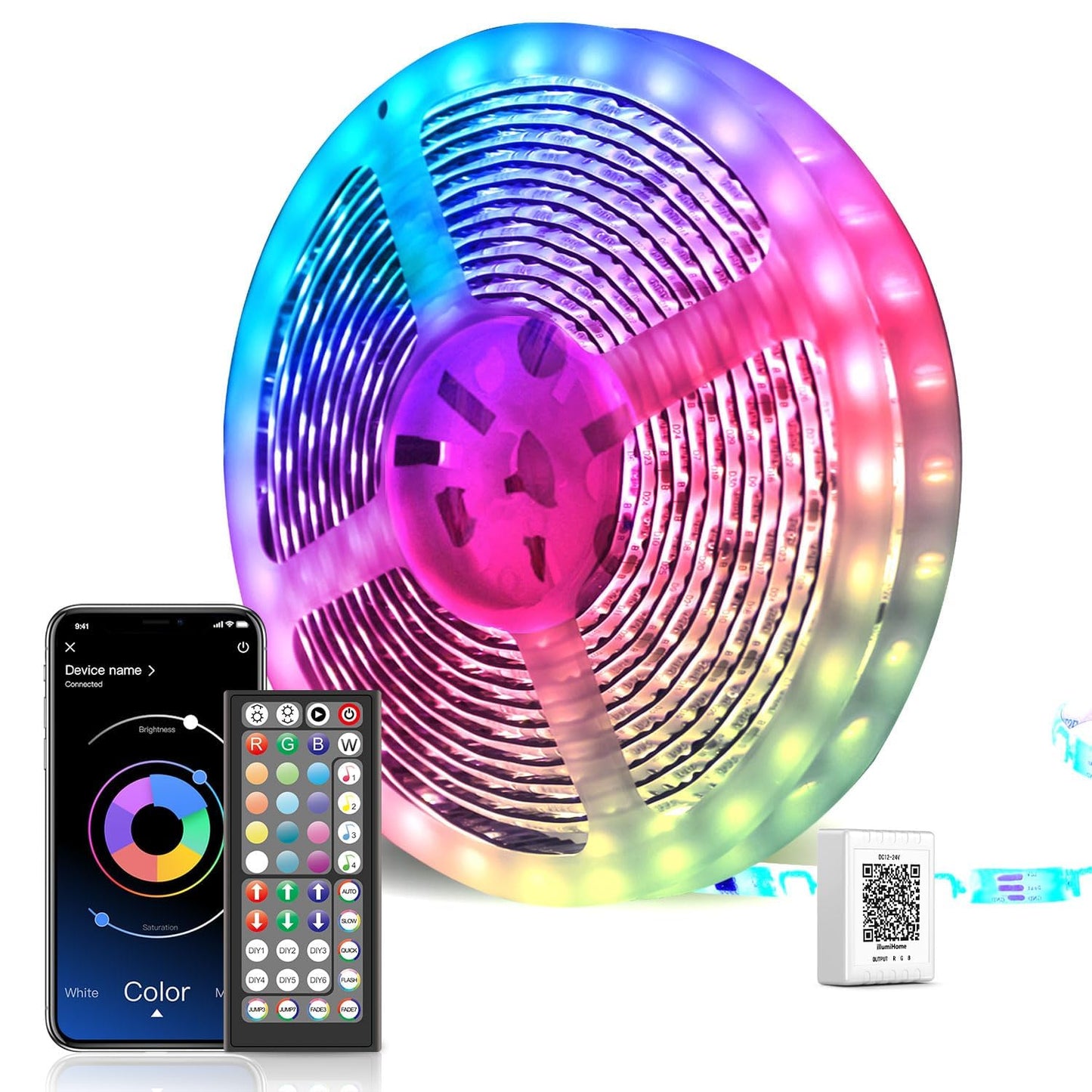 LED lente 30m, Bluetooth RGB LED lente, maināmas krāsas ar lietotnes vadību, tālvadības pulti un mūzikas sinhronizāciju, guļamistabai, TV, mājām, skapim