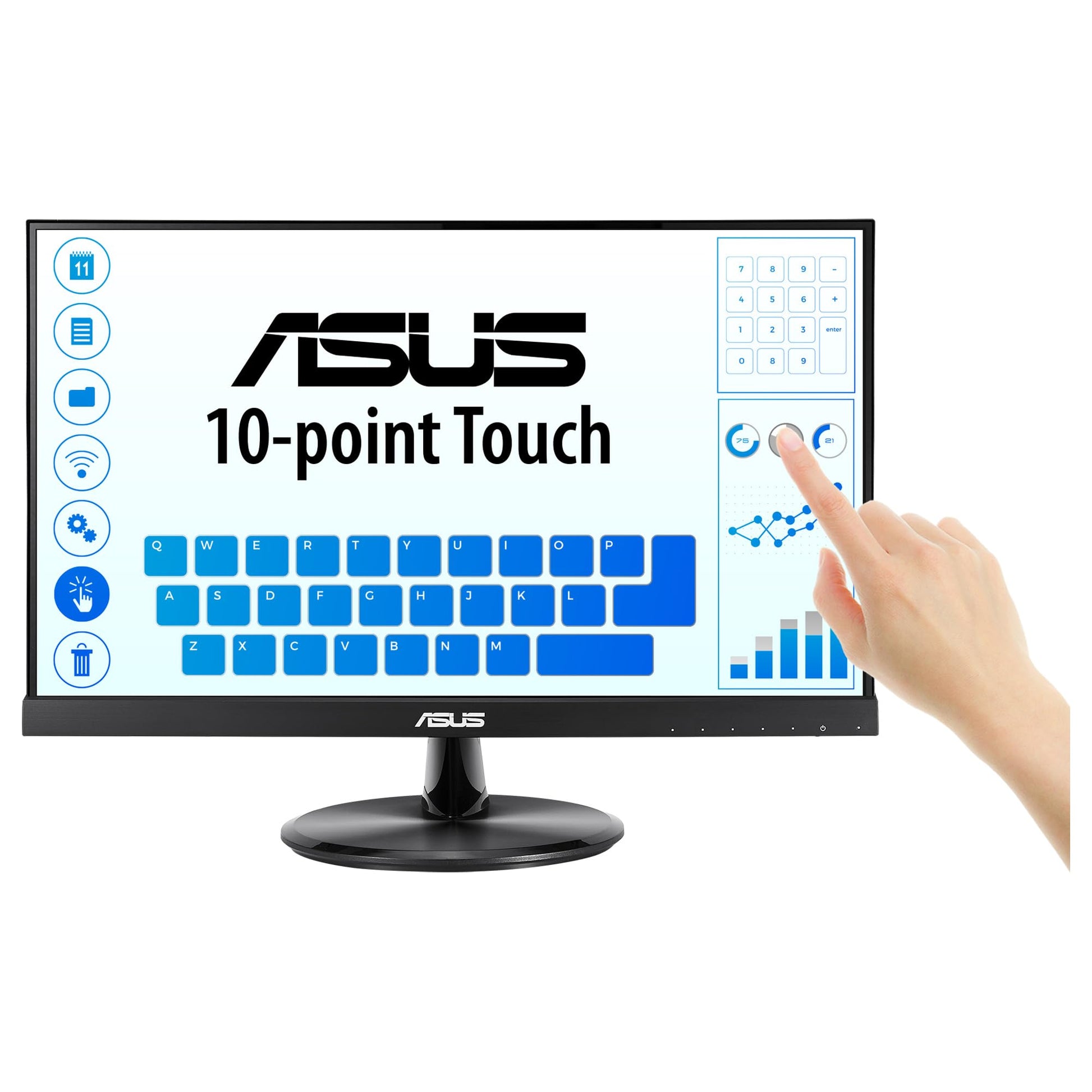 ASUS VT229H - 21.5" Full-HD touch monitor, 10-point multi-touch, flicker-free, blue light filter, 60Hz, 1920x1080, HDMI, D-Sub.