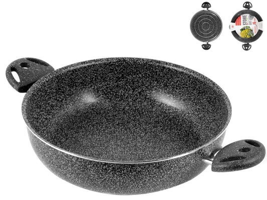 Home Stone pretpiedeguma panna ar 2 rokturiem, akmens, antracīts, 28 cm - izturīga, nelīpoša, ideāla cepšanai.