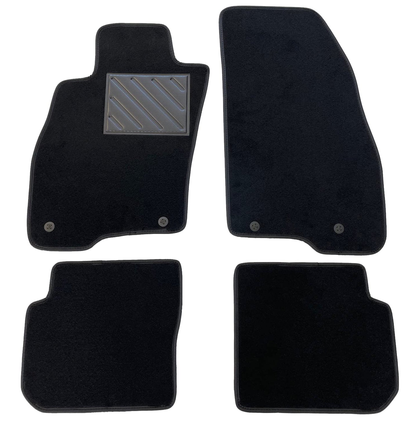 Pasūtījuma paklāji FIAT Punto Evo 2009- / Punto 2012-, pasūtījuma izgatavošana, papēža spilventiņi no pastiprināta gumijas, stiprinājuma pogas