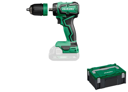 HIKOKI Quick DS18DDQ - 18V drill, 55 Nm torque, 0-1700 min-1 speed, 1.5-13 mm chuck, includes HSC case, no battery/charger.