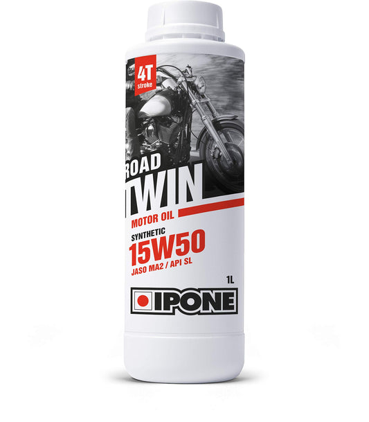 IPONE - 4-taktu motociklu eļļa 15W50 Road Twin - pus-sintētiska - optimāla eļļošana - motora aizsardzība - 1 litra kanniņa