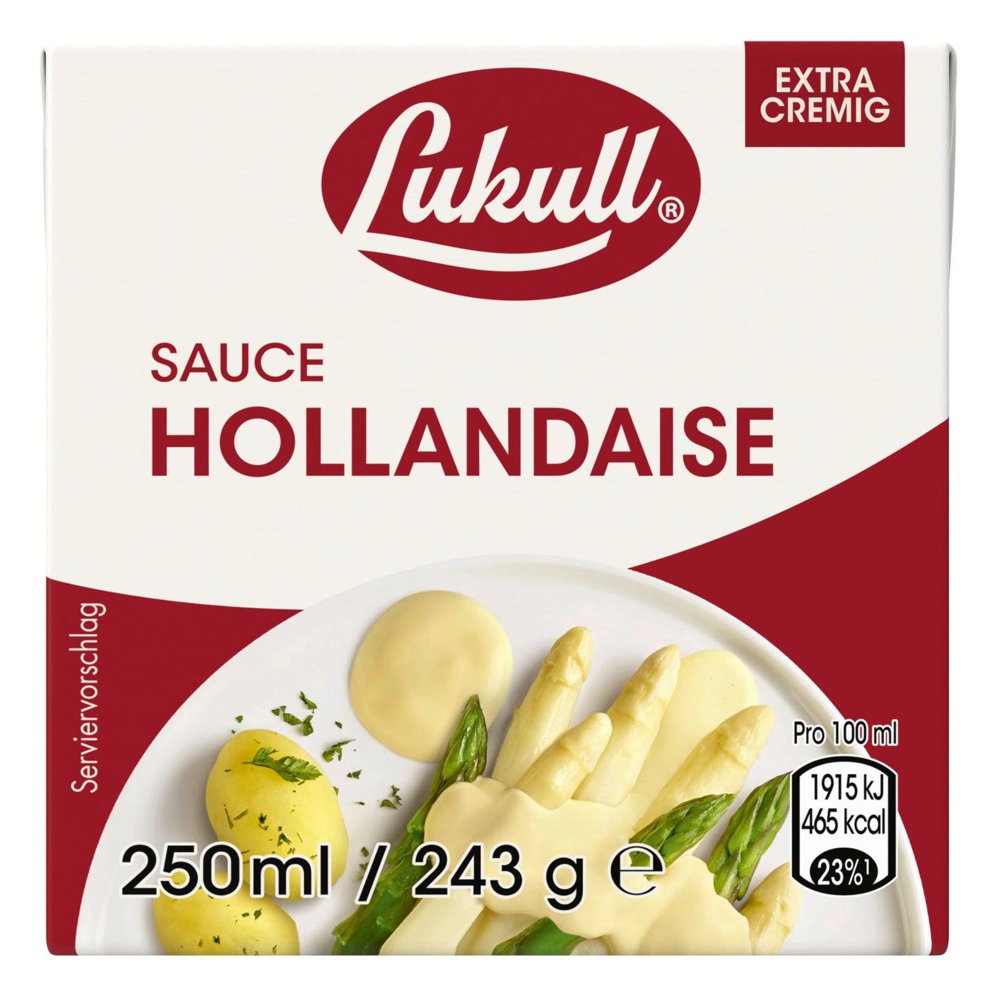 Hollandaise mērce Lukull Sauce, īpaši krēmīga mērce sparģeļiem, dārzeņiem, gaļai un zivīm, 250 ml gatava mērce 12 gab.