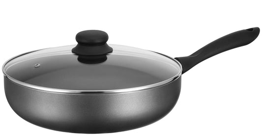 Mäser augstās malas panna, alumīnija Izar, 28 cm, melna - izturīga, viegla, ideāla cepšanai un sautēšanai.