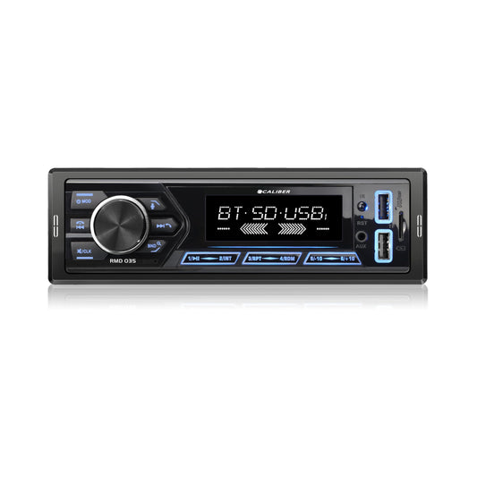 Caliber autoradio ar Bluetooth un USB, 1-DIN, brīvroku sistēma, 40mm montāžas dziļums, 4x55W, 2.1A ātrā uzlāde, MP3/FLAC (RMD035)