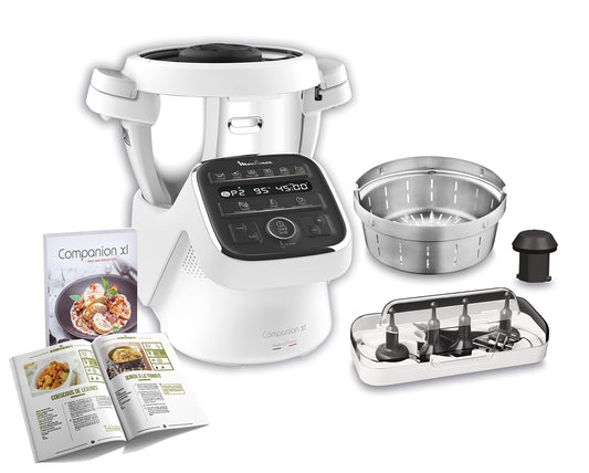 MOULINEX COMPANION XL Robota katls Multifunkcionāla bļoda 4.5L 12 automātiskās programmas zupām gazpacho virtuves iekārta putotājs mikseris griezējs mīcītājs vārīšana tvaicēšana 1550W HF80CB10