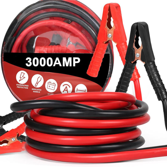 Starpšanas kabelis 5m 3000A 30mm² benzīna un dīzeļdzinējiem 12/24 V motocikliem un kravas automašīnām, vara pārklājuma alumīnija vadi