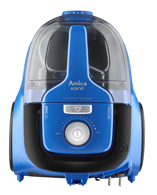 Amica putekļsūcējs VI2041 - 800 W, 1.5L, 79 dB, bez maisiņa, HEPA filtrs, melns un dzeltens.