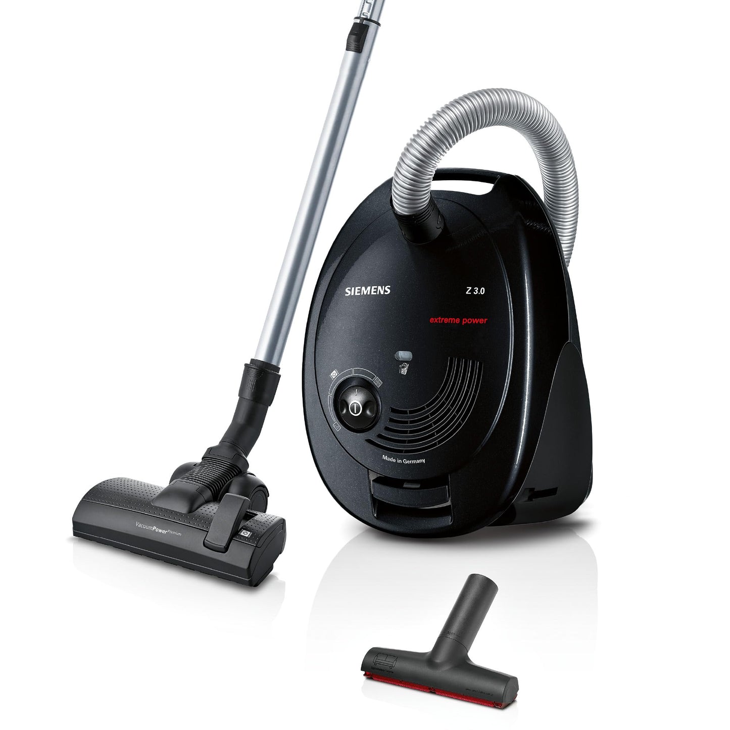 Siemens putekļsūcējs Z 3.0 - 850W, XXL polsteru uzgalis, zems enerģijas patēriņš, ideāli dzīvnieku spalvām, melns