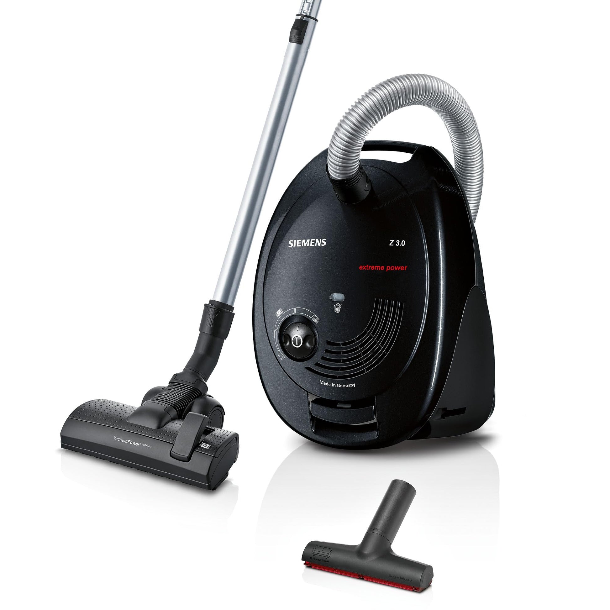 Siemens putekļsūcējs Z 3.0 - 850W, XXL polsteru uzgalis, zems enerģijas patēriņš, ideāli dzīvnieku spalvām, melns