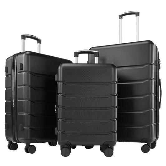 Ceļojumu koferu komplekts Sweetcrispy 3 daļīgs, cietais čemodānu komplekts ABS+PC, paplašināms, TSA slēdzene, klusi 360° riteņi, 20/24/28 Zoll (M/L/XL), viegls, piemērots rokas bagāžai