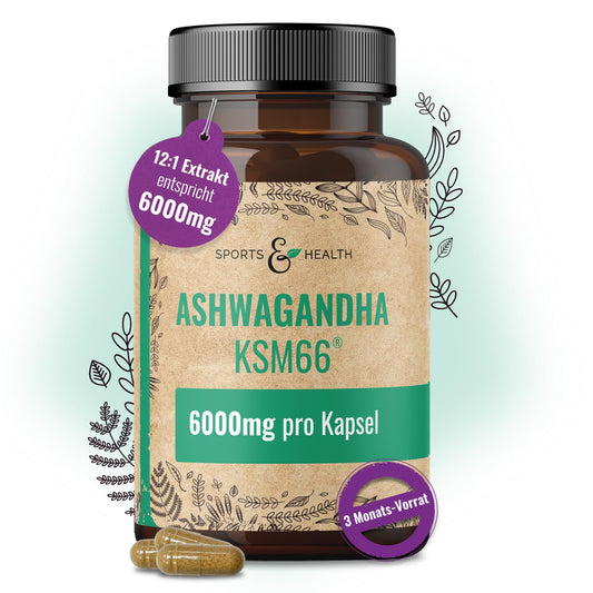 Augstas koncentrācijas ašvagandas KSM-66 kapsulas - 100 gab., 6000 mg vienā kapsulā
