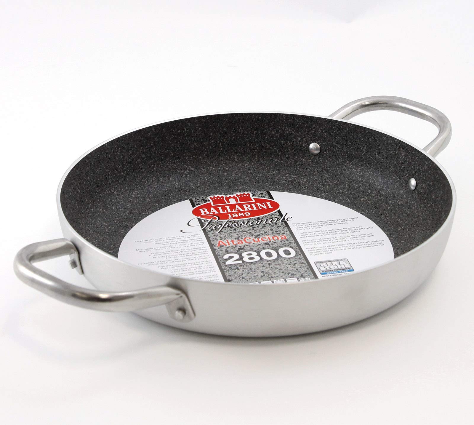 BALLARINI Professionale Granite 2808 - 40 cm aluminum frying pan in gray with non-stick granite coating