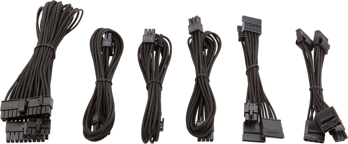 Corsair CP-8920202 Premium SF Power Cable Set - Black, high-quality, durable, compatible with Corsair power supplies.